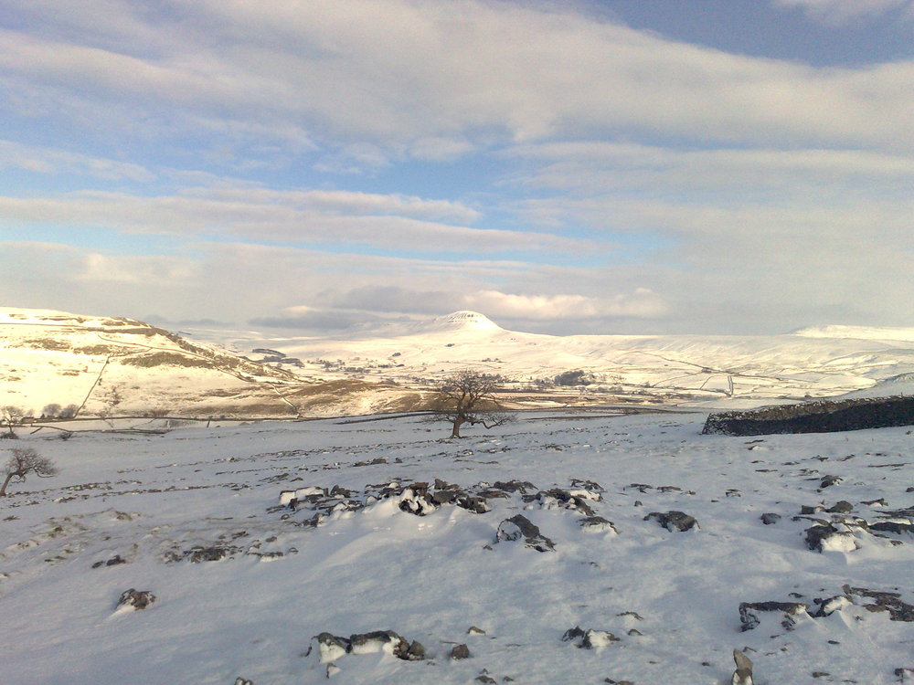 Penyghent and Ribblesdale in the snow